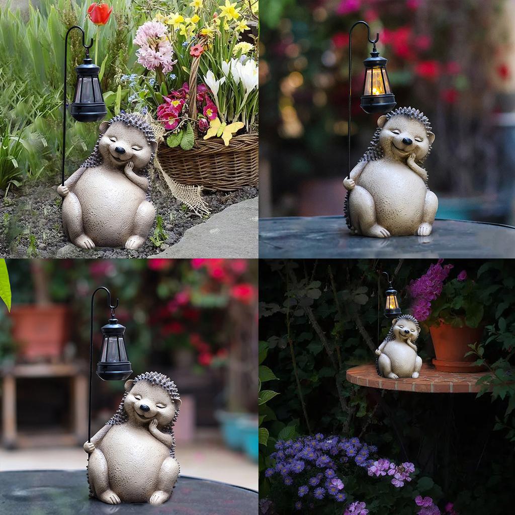 Hedgehog Sculpture Solar Garden Decorative Lights Garden Decoration Outdoor Hedgehog Decoration Earth Mother Statue