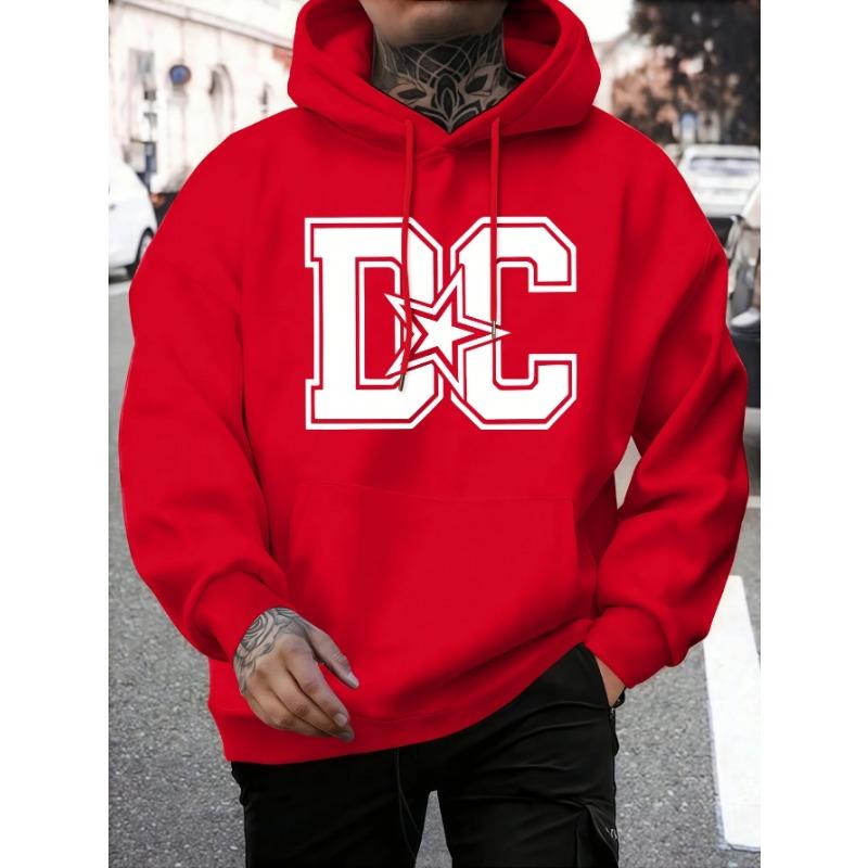 Men's Casual Winter Hooded Sweatshirt - Regular Fit, Machine Washable, Trendy Streetwear Pullover, Comfortable Knit Fabric