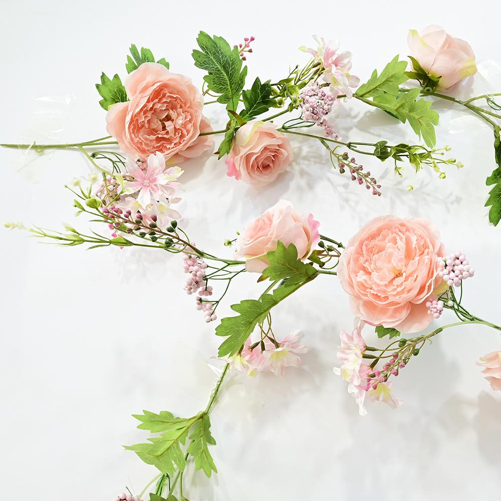 1pc Blush Peony Flowers OrgMemory Rose Flower Vine Light Pink Flower Garland Floral Garland for Wedding Decor Home Table Runner Mantle Decoration