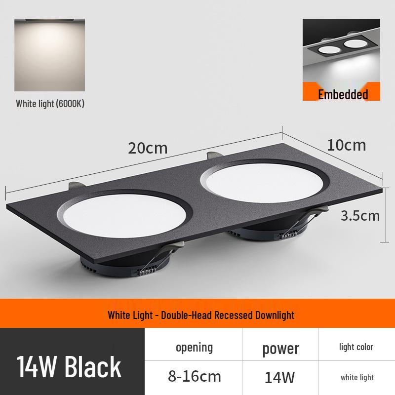 

Adjustable Three-Color Double-Head Recessed Downlight for Ceiling