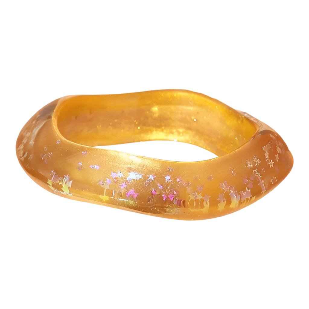 Fashionable Wide Bracelet With Irregular Design Sparkling Star Pattern Resin Bangle Stylish Womens Jewelry