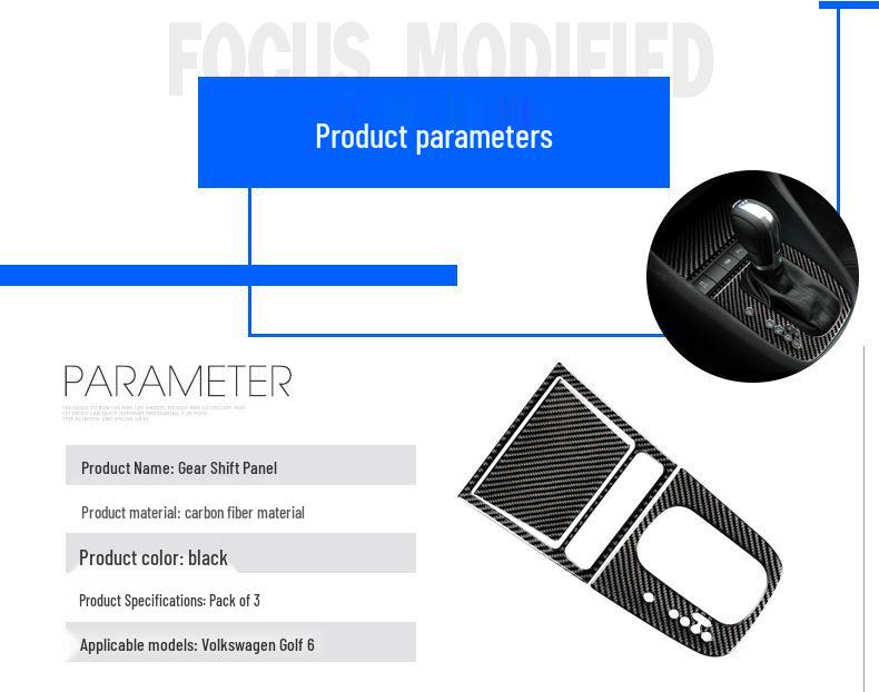 Interiér z uhlíkových vláken Středová konzole Rám řadicí páky & Lišta panelu AC CD pro VW Golf 6