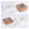 5Pcs Window Clear 10 inch Birthday Cake Pizza Box White Kraft Paper Baking Pastry Packaging Boxes