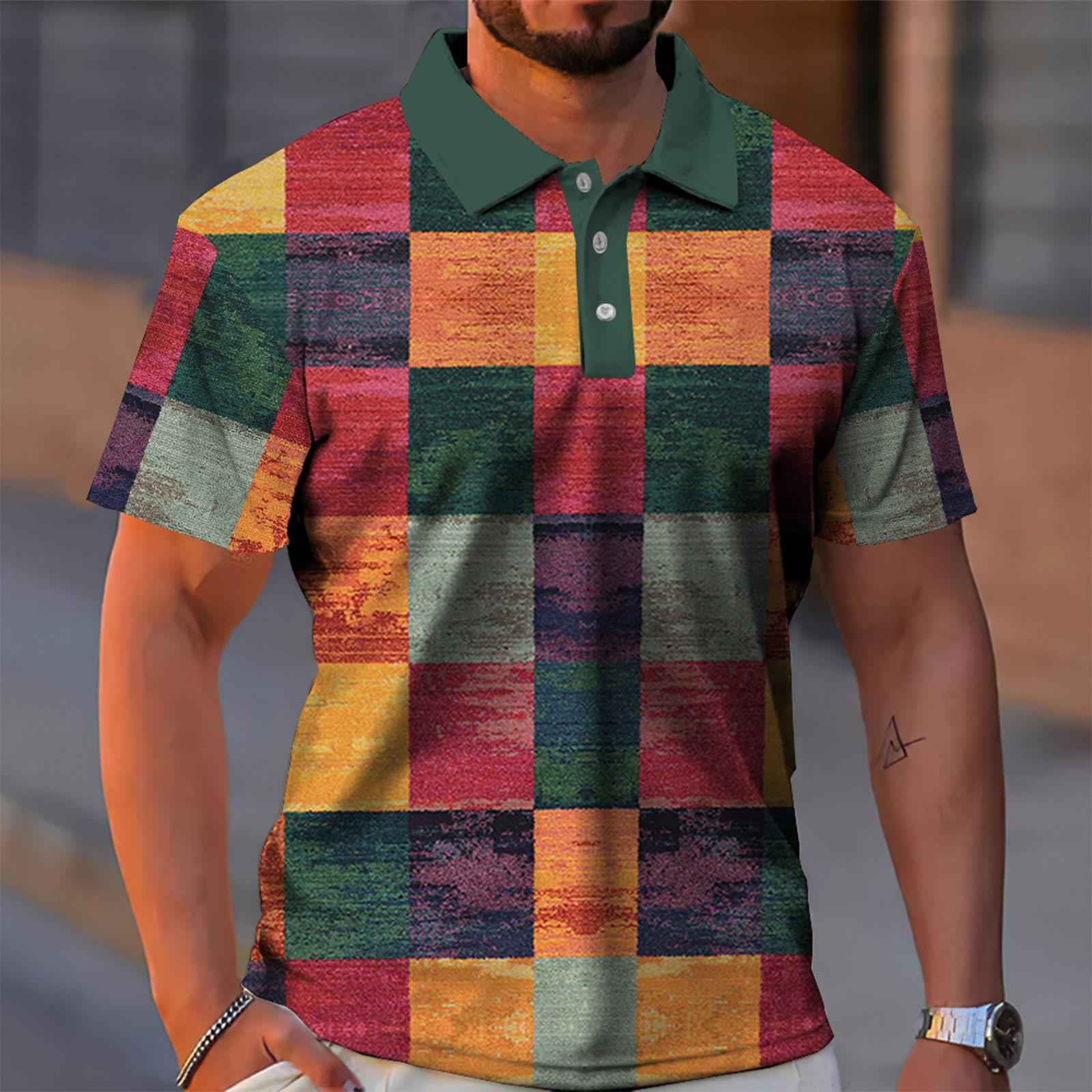 Mianduijifengba Golfshirt voor heren Casual Sport V-hals Geribbelde kraag Korte mouw Mode Casual Effen Kleur Effen Lente en zomer Normale pasvorm M groen