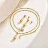 High Polished Waterdrop Pendant Earrings Necklace Set Stainless Steel 18K Gold Plated Waterproof Luxury Jewelry for Women Gift