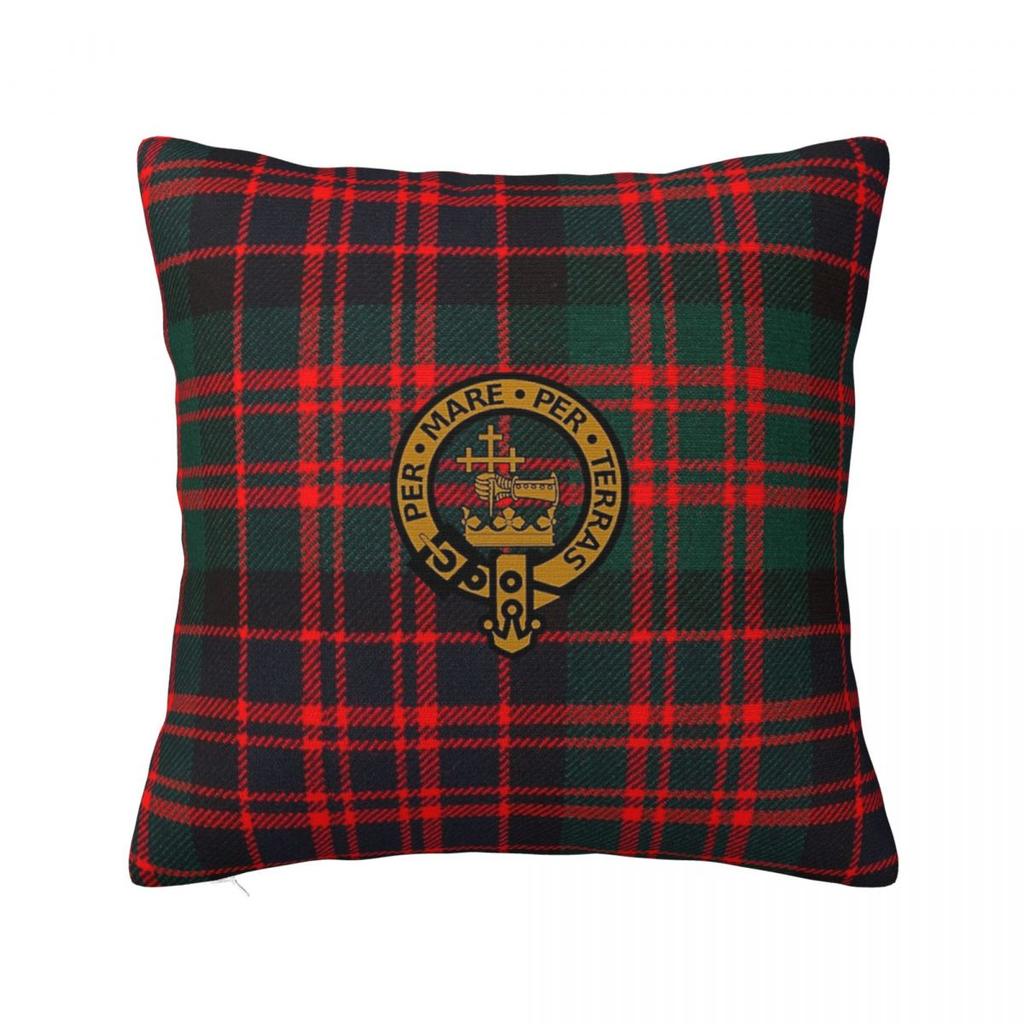 Modern MacDonald Clan Tartan With MacDonald Clan Crest Square Pillowcase Pillow Cover Cushion Throw Pillow for Home Living Room