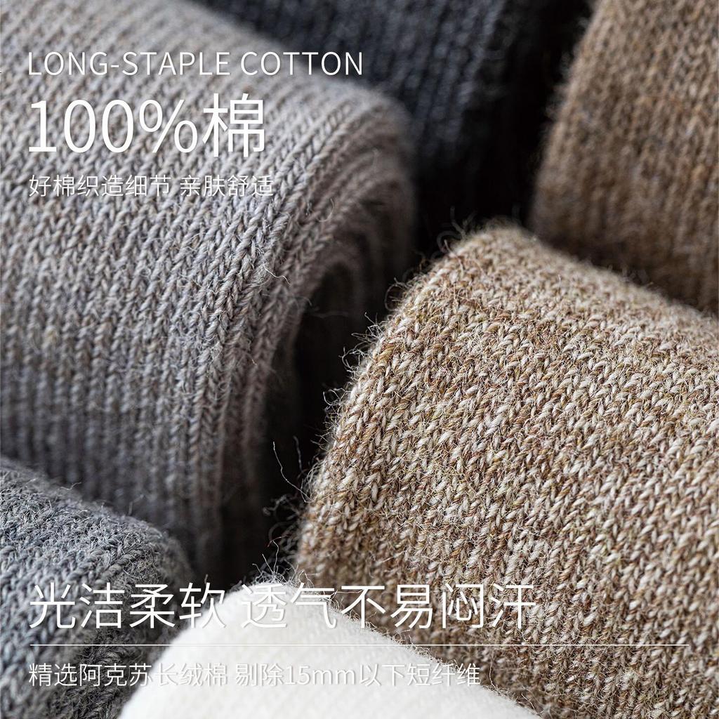 Qin Xiangjian Men's Natural Ramie Mid-Calf Socks Autumn Winter 10A Antibacterial Deodorant Thermal Warm Loose Top Socks