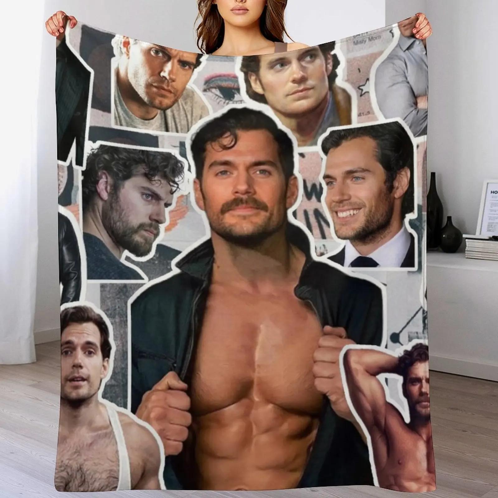 henry cavill photo collage Throw Blanket Warm Cozy Throw Blanket for Living Room Couch 75X95CM