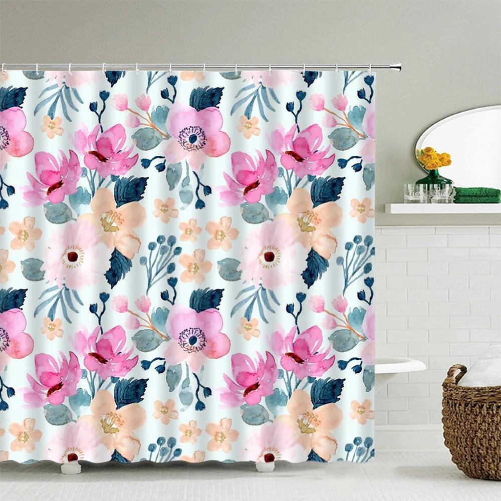 Sunflower Flower Shower Curtain Waterproof Bathroom 3d Printing Polyester Fabric Leaves Plant Shower Curtain With 12 Hooks Set