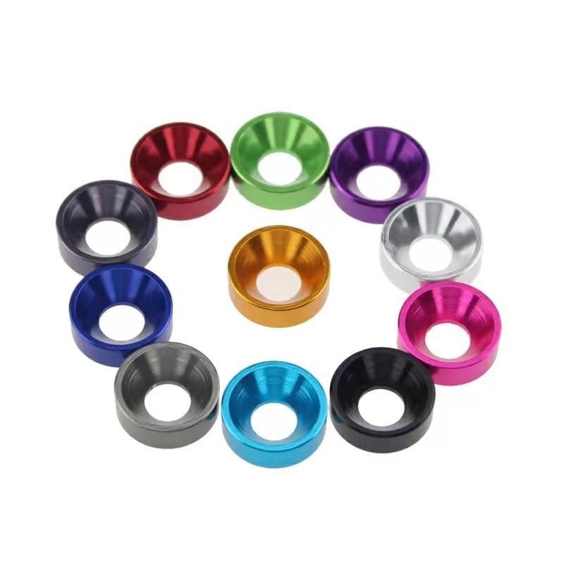 Aluminum Colourful Anodized Countersunk Head Bolt Washers Gasket Red/Grey/Golden/deep Blue/Black/purple M2 M3 M4 M5 M6