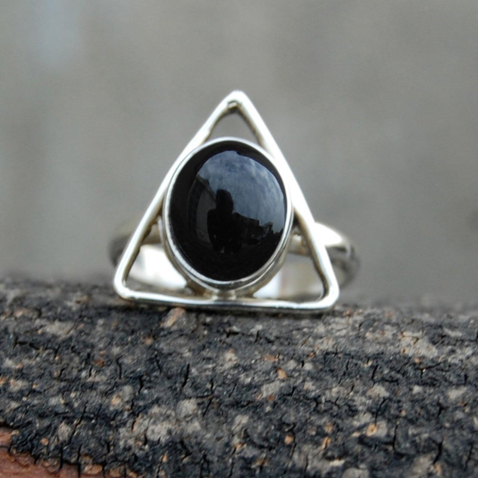

Oval Cab Black Onyx 925 Sterling Silver Statement Gift Ring Jewelry 10 срібний