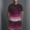 Men Black Grey Gradient Short Sleeve T Shirt And Matching Knee Shorts Two Piece Outfit