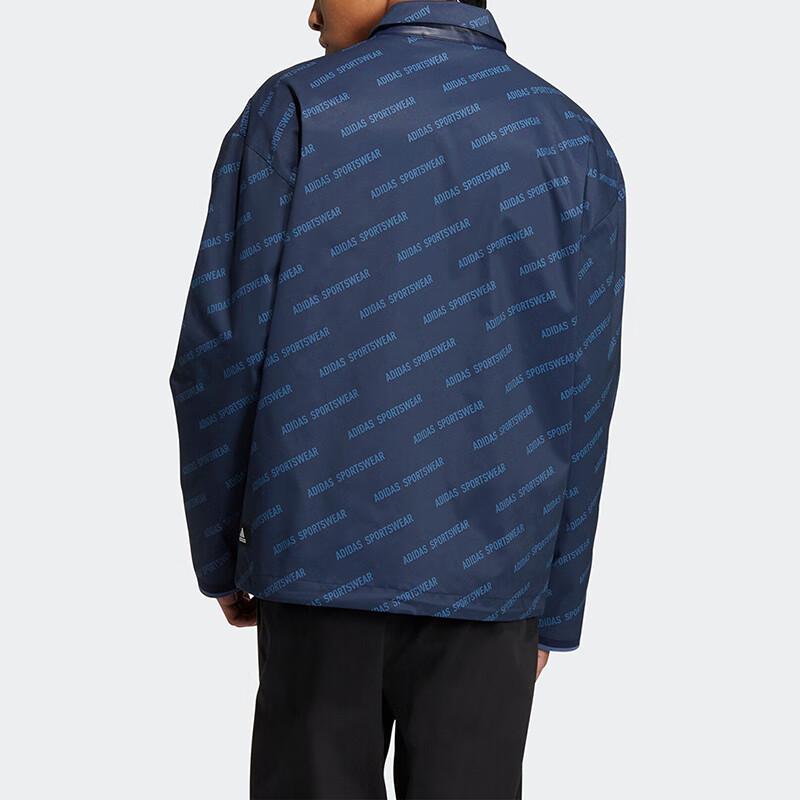 Adidas Casual Lapel Single-Breasted Long Sleeve Jacket Men Jackets Blue IB2749