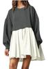 Women's Solid Color Patchwork Pleated Hoodie Dress - Autumn/Winter 2026 Collection
