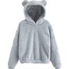 European and American-style Winter/fall Plush Hoodie with Rabbit Ear Design, Warm and Stylish Sweatshirt