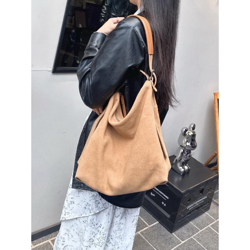 Neue Leder Kuhleder Wildleder Premium Tragetasche Hobo Schulter Umhängetasche Damen Tasche Große Kapazität