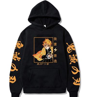 Japanese Anime Cosplay Demon Slayer Printed Hoodie Unisex Agatsuma Zenitsu Manga Graphics Sweatshirt Pullover Harajuku Casual Loose Tops