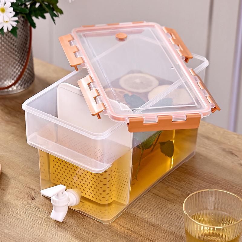 Plastic Cold Kettle Food Grade Refrigerator With Faucet  3.5L-6L Cold Water Bucket Cold Juice Bucket Large Capacity Cold Water Bucket
