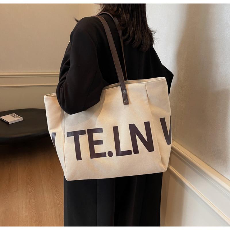 Canvas Bag Women's Large-capacity New Autumn and Winter Versatile Literary and Lazy Style Shoulder Commuter Tote Bag