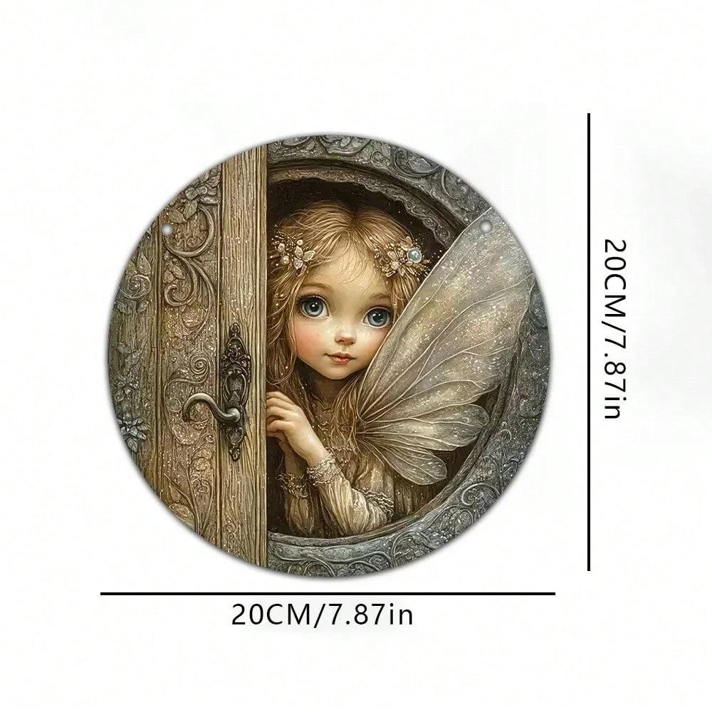 2D Enchanted Fairy Door Metal Wall Art, Vibrant Eyes Garden Decor
