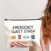 1pc Foldable Canvas Emergency Sweet Stash Pattern Bag - Reusable Zipper Snack Pouch with Lightweight Design for Travel,