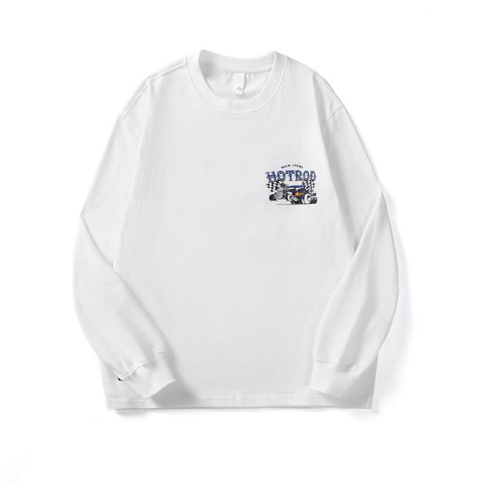 Осенняя черная футболка с длинными рукавами с принтом — фото 7