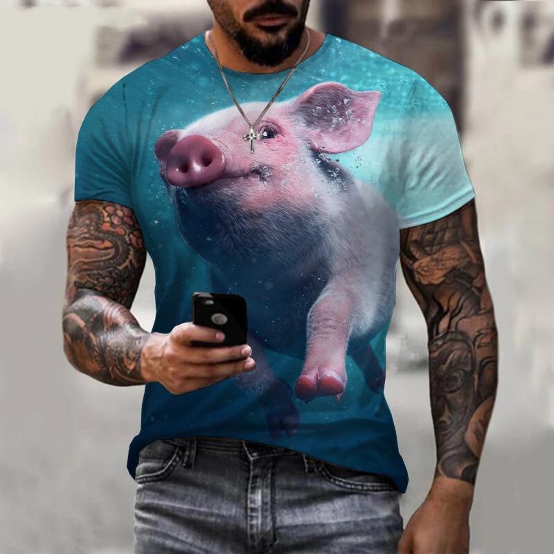 Sommer Herren Rundhals T-Shirt Mode 3D Druck Löwenmuster T-Shirt Mode Freizeit Trend Neues Top Street Fashion Harajuku