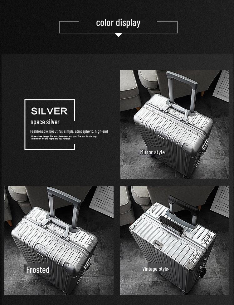 20-Inch Aluminum-Magnesium Alloy Carry-On Suitcase with Password Lock and Metal Frame