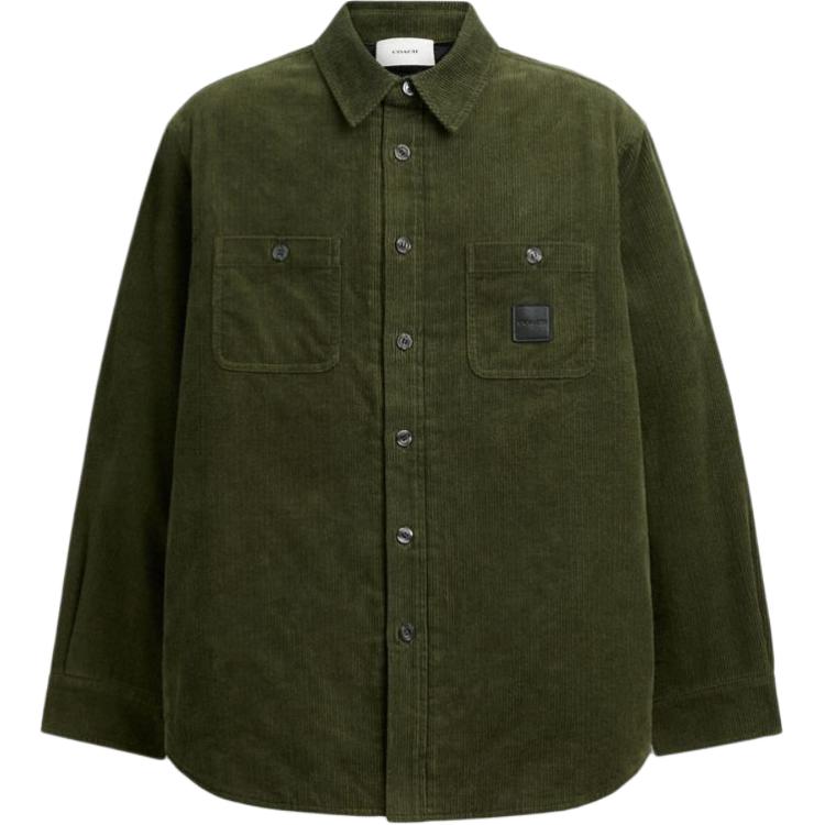 Coach Solid Color Lapel Single-Breasted Long Sleeve Jacket Men jackets Green CU456-CCF