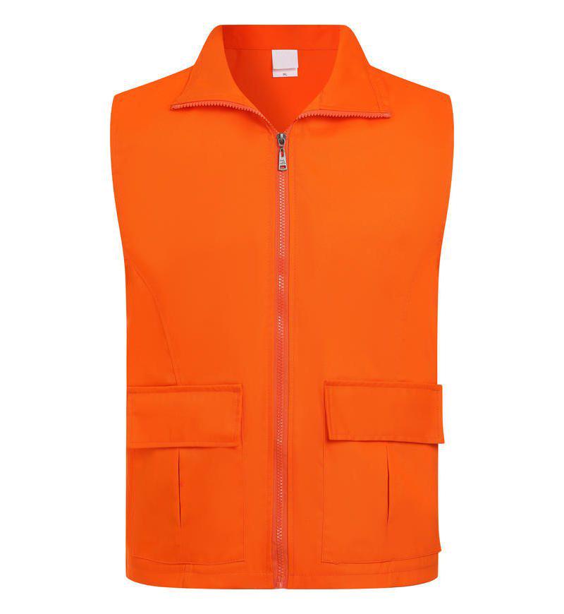

Unisex Summer Cotton Volunteer Vest with Double Pockets and Embroidery Option - S L оранжевый/красный