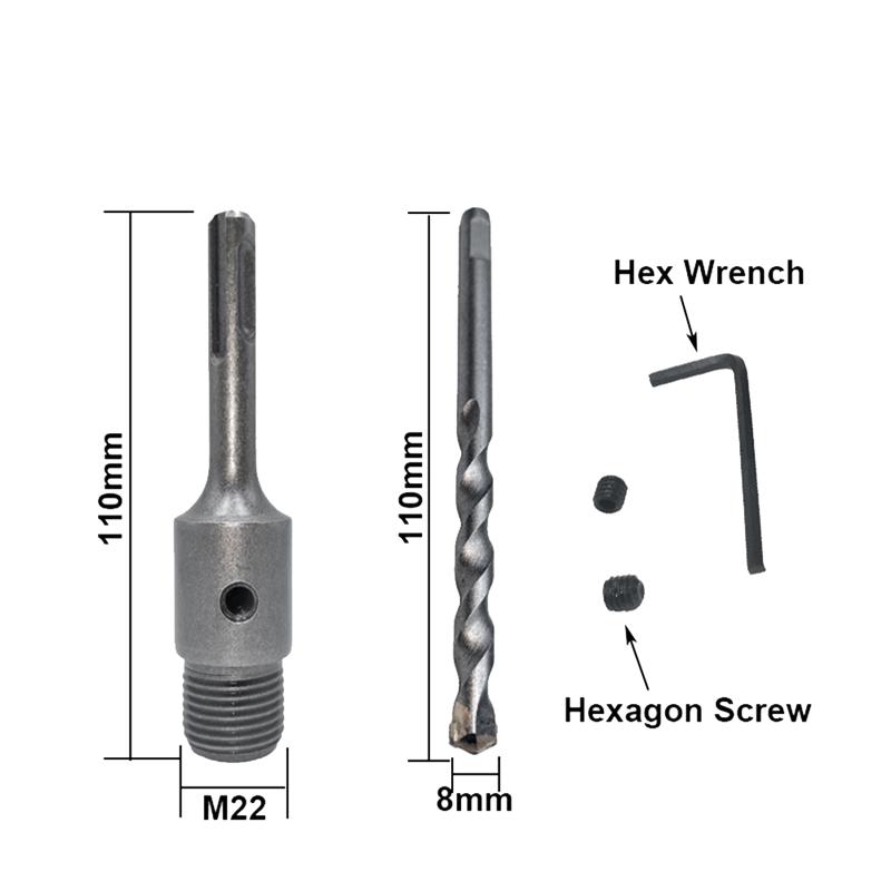 1Set SDS PLUS Concrete Hole Saw Wall Hollow Drill Bit 100Mm 110Mm Cement Stone Wall Air Conditioner Alloy Blade-B61B