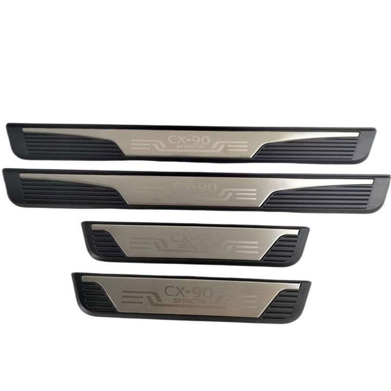 4PCS Plastic Stainless Steel For -2024 Mazda Cx-90 Car Accessories Auto Door Sill Pedal Welcome Scuff Plate Cover