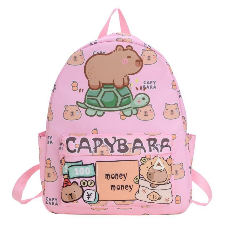 Adorable Capybara Print Children Backpack Spacious Lightweight For School Use
