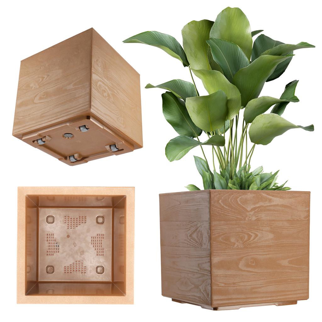 KADAX Flowerpot Flowerpot On Wheels Eco 40x40cm Light Brown