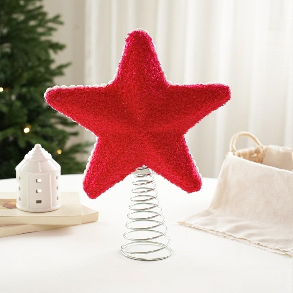 Cloth Christmas Tree Topper Star Five Pointed Xmas Top Star Ornament Holiday Gift