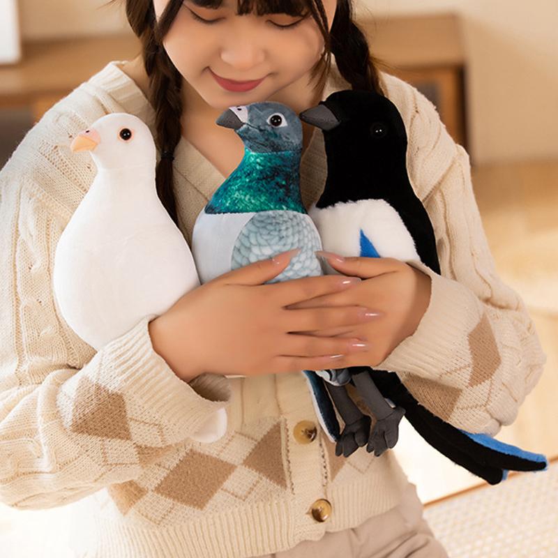 Nové realistické plyšové hračky ptáků Simulace Bílý Zelený Holub Krásná Straka Plněná Zvířecí Panenka Fotografické Rekvizity Bytová Dekorace Dárky