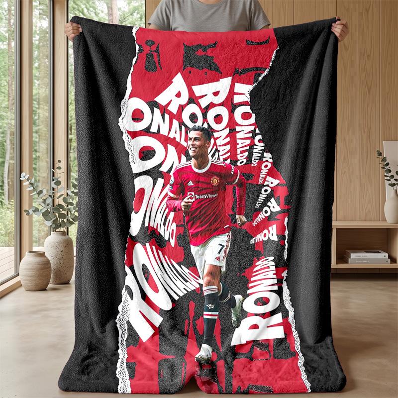 Coperta Tema Cristiano Ronaldo Morbida Coperta in Flanella Morbida Coperta Plaid Peluche Coperta Accogliente per Divano Letto per Arredamento Casa