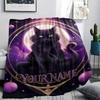 1PC Custom Name Black Cat Majesty Patterned Flannel Blanket Suitable For All Seasons for Home Decor Warmth and Comfort Gifts Holiday Present_lx