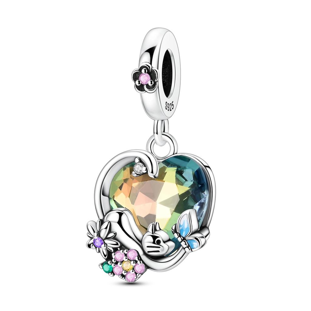 Lucky Star Serie Kupfer Funkelnder Stern Herz Perlen Charms Anhänger Passt Original Armband Geschenk für Frauen