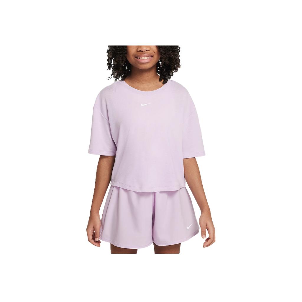 Nike Dri-Fit One Relaxed Soft Quick-Dry Short Sleeve T-Shirt Kids Tops White FZ5602-537