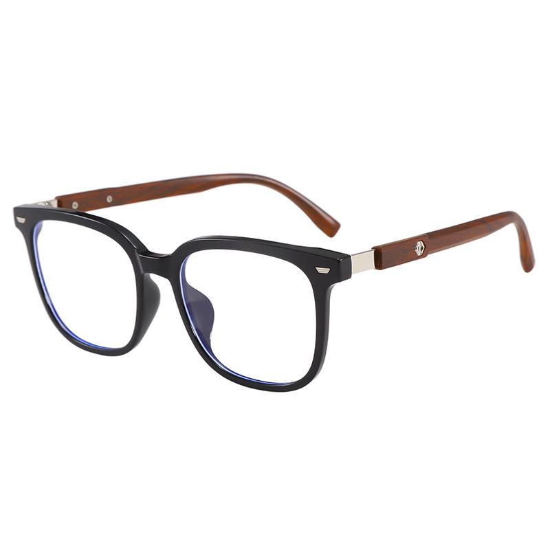 Wood Grain TR Rice Frame Glasses - Unisex, Anti-Blue Light, Student Myopia Glasses
