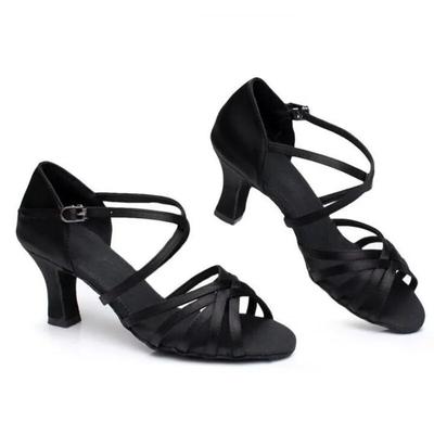 Chaussures de danse latine noires pour femmes et filles, baskets de danse Jazz Salsa pour salle de bal, chaussures d'entraînement à semelle souple d'intérieur, 5cm