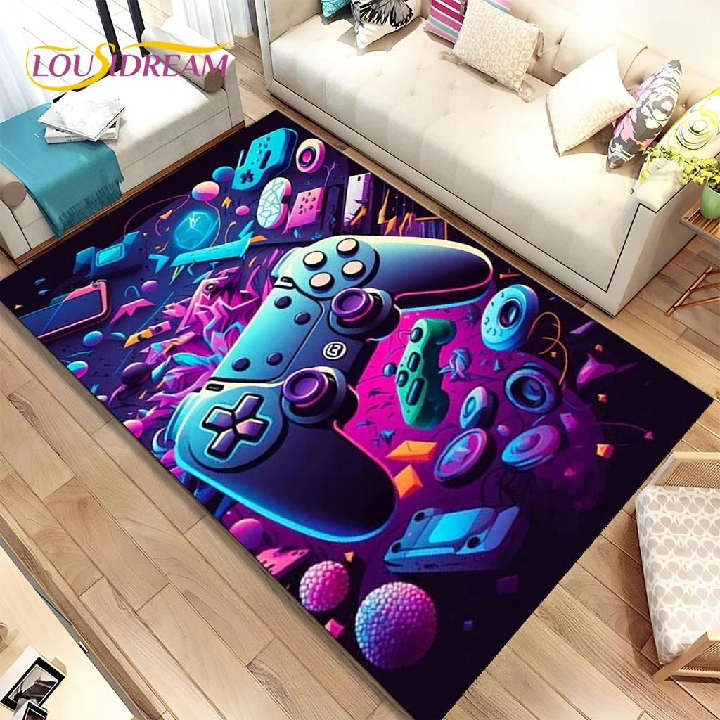 Cartoon Game Gamer Gamepad Carpet Rug for Bedroom Living Room Home Sofa Decoration,Children Play Large Decor Floor Mat Gift
