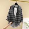 Cotton Plaid Shirt Women's Spring and Autumn New Korean Version Loose Long-sleeved Retro Hong Kong Flavor Foreign Style Student Jacket