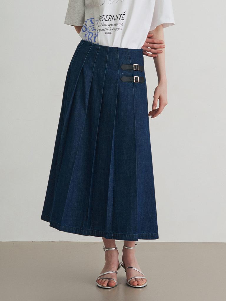 Beuienwaiseutyudio Pleated Denim Skirt_Yc5Ds10
