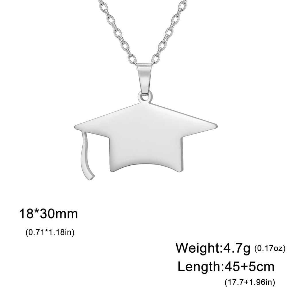 Cazador Graduate Hat Pendant Necklaces for Women Men Student Graduation Gift 2026 Stainless Steel Bachelor Cap Necklace Jewelry