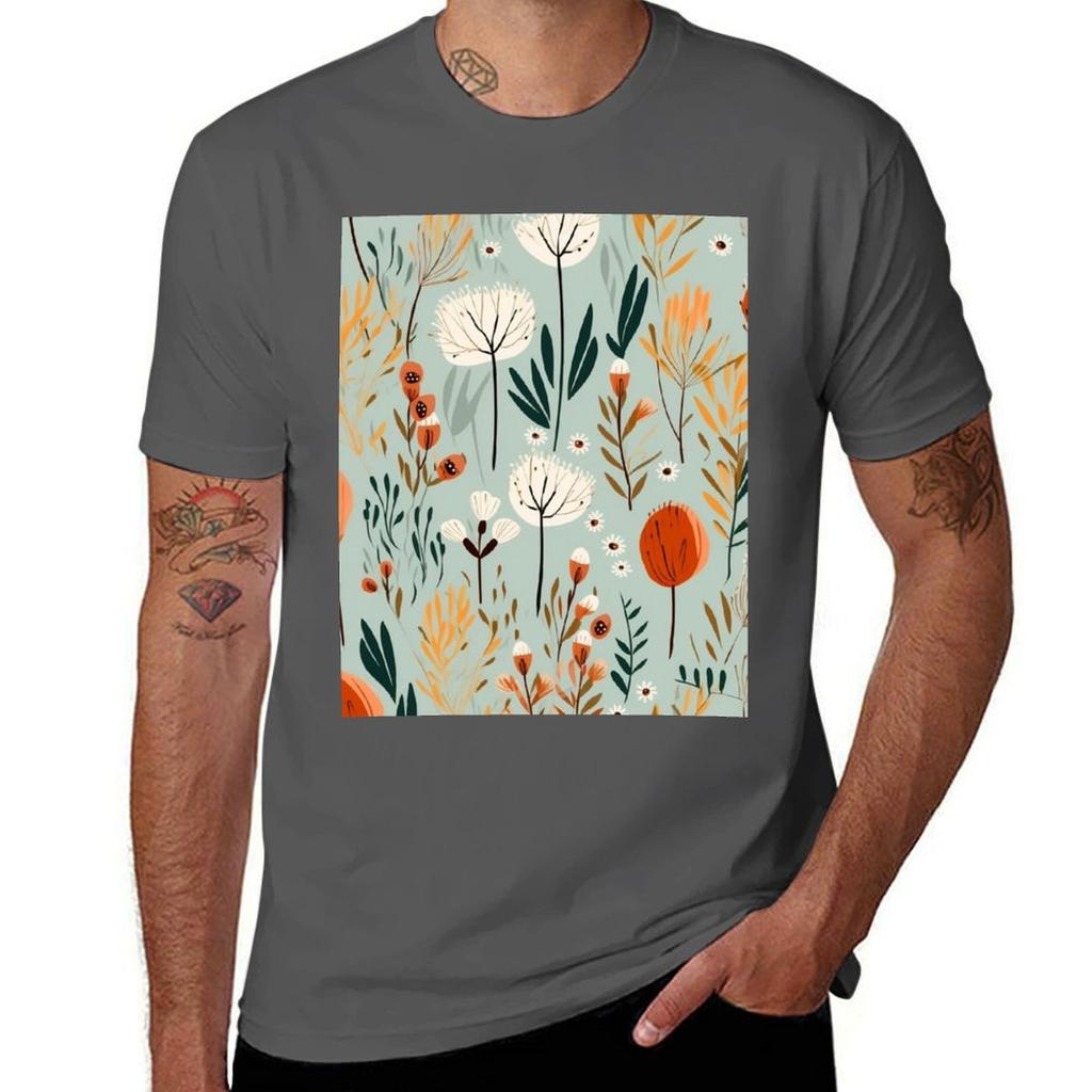 Blooming Whimsy Whimsical Floral Print Tshirt Basic Breathable Solid Color Tshirt