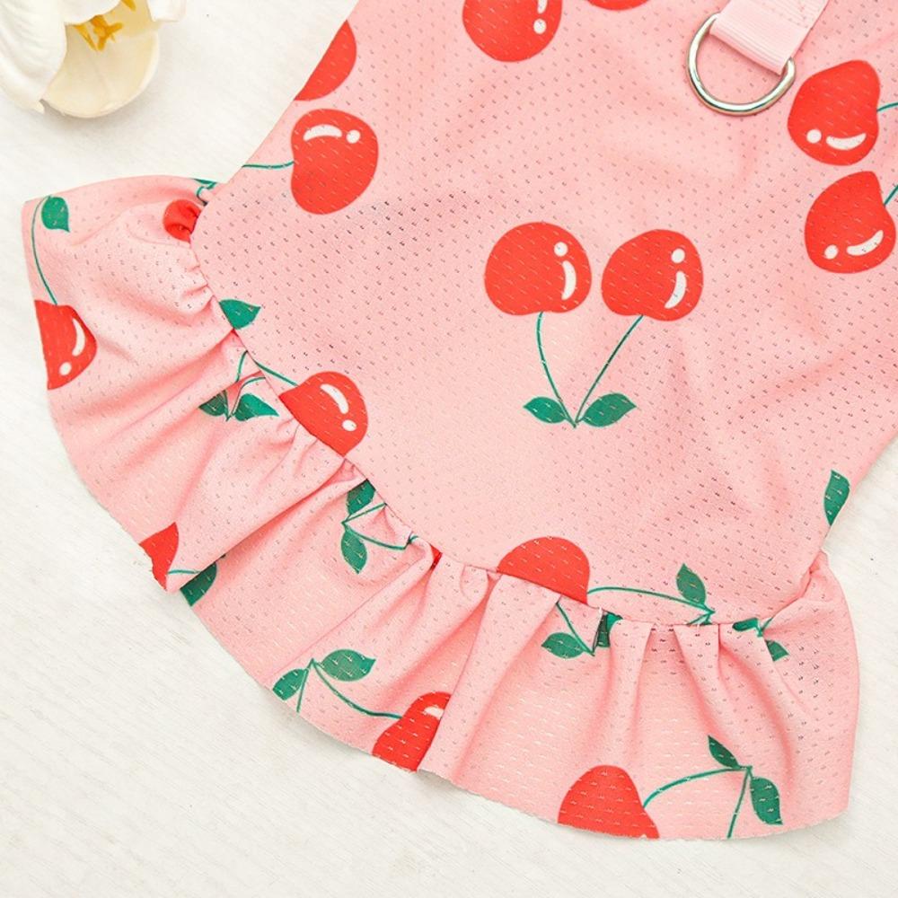 Adjustable Ice Silk Dog Clothes Flower Pattern Pet Flying Sleeve Skirt  For Cats Big Dogs