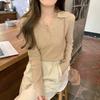 Casual Women Pullover Knit Sweater Lapel Long Sleeve Slim Fit Top Autumn Winter Solid Color Simple Sweaters Elegant Basic Clothing