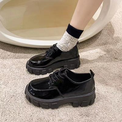 Pantofi mici din piele cu șireturi pentru femei, nou primăvară, stil britanic, student, retro, pantofi cu platformă, pantofi mici muffin pentru femei